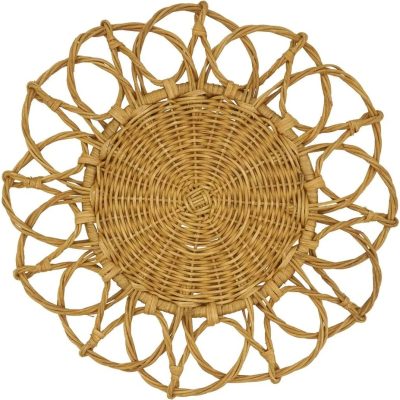 Flower-Shaped Woven Rattan Placemats