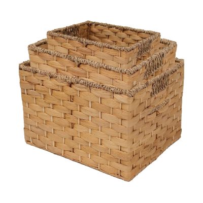 Natural Large and Small Wicker Storage Baskets Set 3 Pack