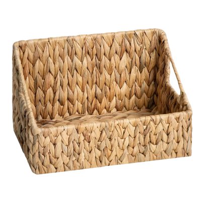 Open-front Water Hyacinth Baskets with Built-in Handles