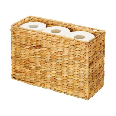 Natural/Brown Woven Hyacinth Large Bathroom Toilet Roll Holder Storage