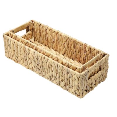 Set of 2 Small Wicker Basket, Water Hyacinth Toilet Paper Baskets