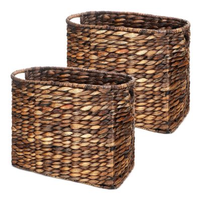 Brown Woven Tall Magazine Baskets for Books Newspapers File and Mail