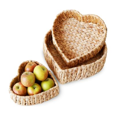 Water Hyacinth Heart Shape Decorative Trays for Organizing