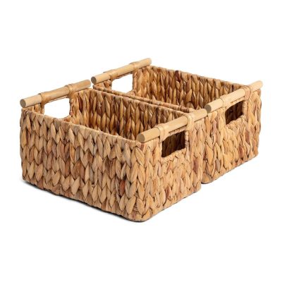 Water Hyacinth Hand-Woven Storage Baskets with Handles