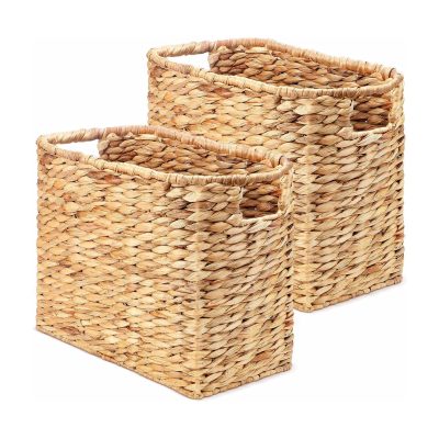 Natural Woven Tall Magazine Baskets for Books Newspapers File and Mail