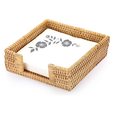 Square Rattan Napkin Holder for Dining Table Kitchen