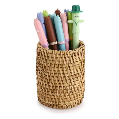 Rattan Pen Cup, Handmade Desk Pencil Holders