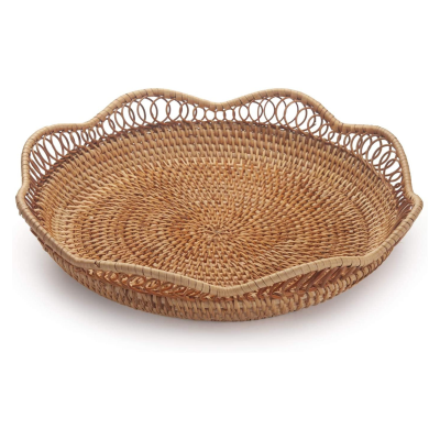 Rattan Fruit Basket for Serving Woven Bread Tray for Cake Kitchen