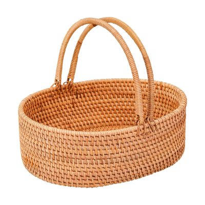 Oval Rattan Picnic Basket with Handles