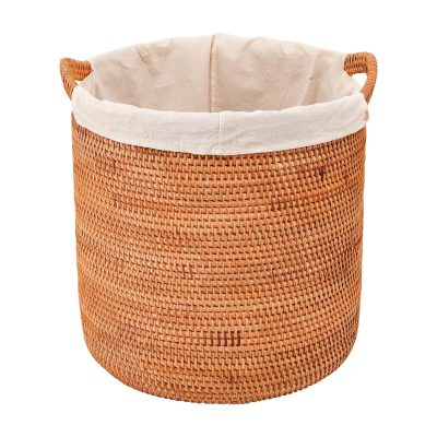 Rattan Laundry Basket With Removable Liner Bag