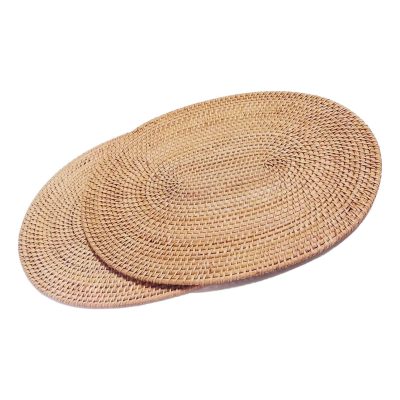 Oval Rattan Placemat Natural Hand-Made Rattan Heat-Resistant Placemat